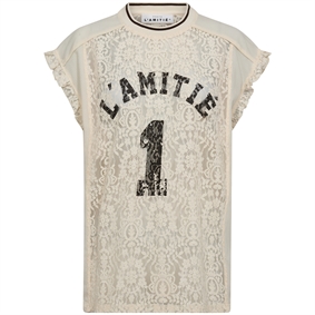 Haute L'Amitie Football Lace Frill Top, Pearl